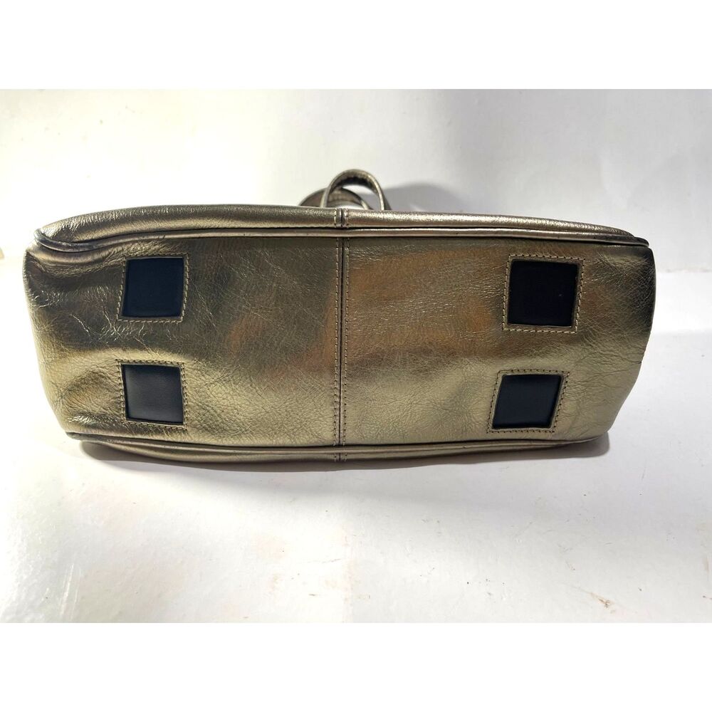 The sack original Y2K mini handbag metallic gold leather crop VTG casual women - Picture 4 of 11